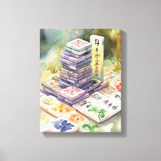 Toile Art de Mahjong à l'aquarelle (Recto)