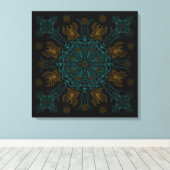 Toile Art de mandala aqua et or (Insitu (Plancher de Bois))