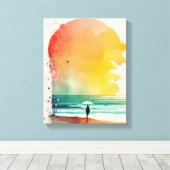 Toile Art de plage abstrait Marche dans les vagues (Insitu (Plancher de Bois))