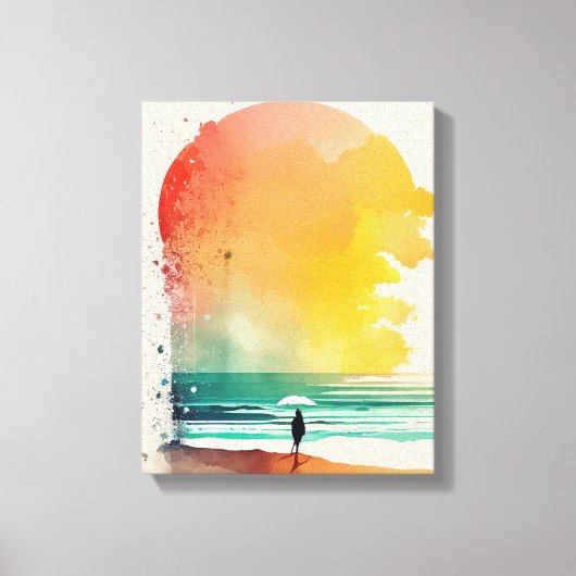 Toile Art de plage abstrait Marche dans les vagues (Recto)