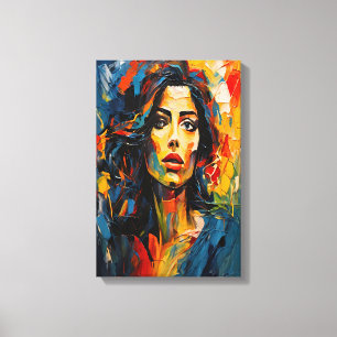 Toile Art de portrait expressionniste radieux