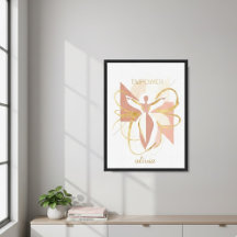 Art de silhouette de femme dorée abstraite Empower