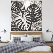 Toile Art de style linogravure Monstera tropical (Insitu(Chambre))