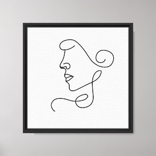Toile Art de visage de femme minimaliste en une ligne