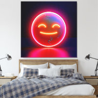 Art de visage heureux avec néon