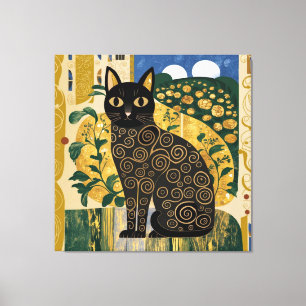 Toile Art décoratif de chat noir dans le style de Gustav