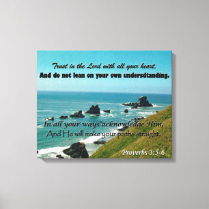 Toile Art d'écriture sainte de 3:5 de proverbes - grand