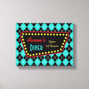 Toile Art des signes Retro Custom Diner