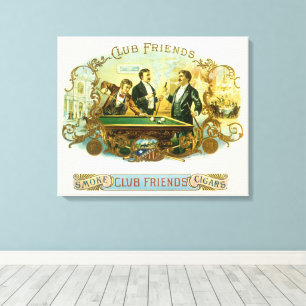 Toile Art d'étiquette de cigare vintage, Club Friends Bi