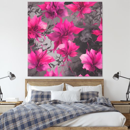 Toile Art d'IA de champ de fuchsia et de charbon  (Insitu(Chambre))