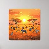 Toile Art du coucher de soleil sur la savane africaine (Recto)