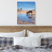 Toile Art du reflet de l'eau du désert au cheval noir (Insitu(Chambre))