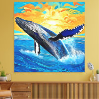 Art du saut du coucher de soleil sur une baleine à