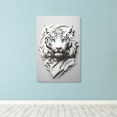 Toile Art du tigre blanc 3d (Insitu (Plancher de Bois))