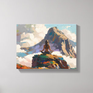 Toile Art du Yoga : Beauté Équilibrée (Peinture à l'Huil