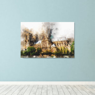 Toile Art élégant à l'aquarelle de la cathédrale Notre-D