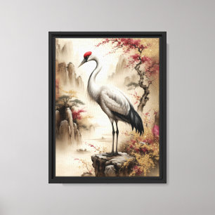 Toile Art élégant de la grue avec charme paysager asiati