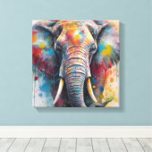 Toile Art Eléphant coloré moderne (Insitu (Plancher de Bois))