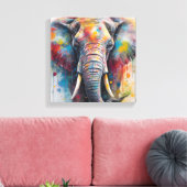 Toile Art Eléphant coloré moderne (Insitu(Salon))