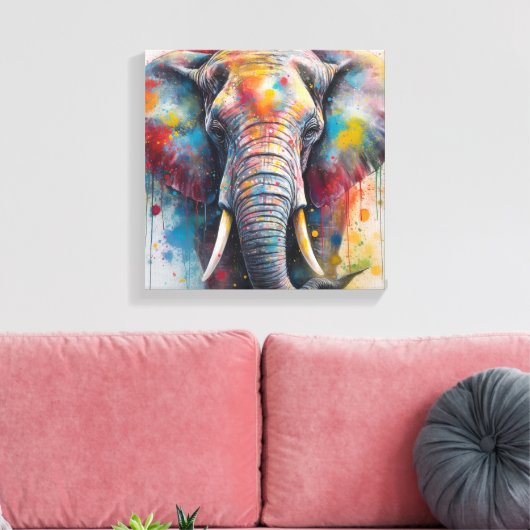 Toile Art Eléphant coloré moderne (Insitu(Salon))