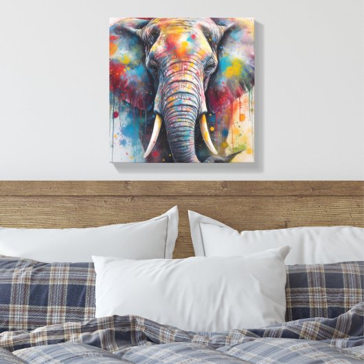 Toile Art Eléphant coloré moderne (Insitu(Chambre))