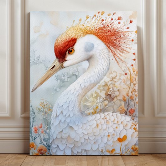 Toile Art fantaisiste de la grue du Canada