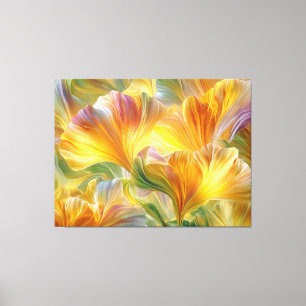Toile Art floral abstrait avec des pétales jaunes