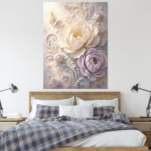 Toile Art floral motif gaufré lavande rêveur