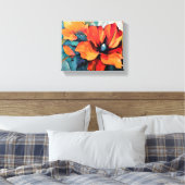 Toile Art floral rouge et orange (Insitu(Chambre))