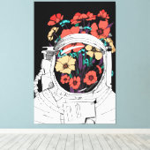 Toile Art floral spatial astronaute (Insitu (Plancher de Bois))