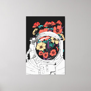 Toile Art floral spatial astronaute