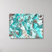 Toile Art fluide en marbre turquoise et noir (Recto)