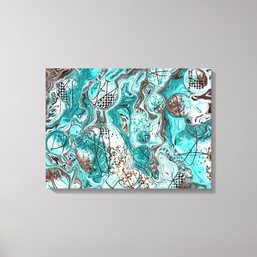 Toile Art fluide en marbre turquoise et noir (Recto)
