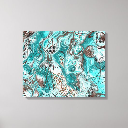 Toile Art fluide en marbre turquoise et noir (Recto)