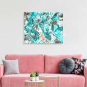 Toile Art fluide en marbre turquoise et noir (Insitu(Salon))