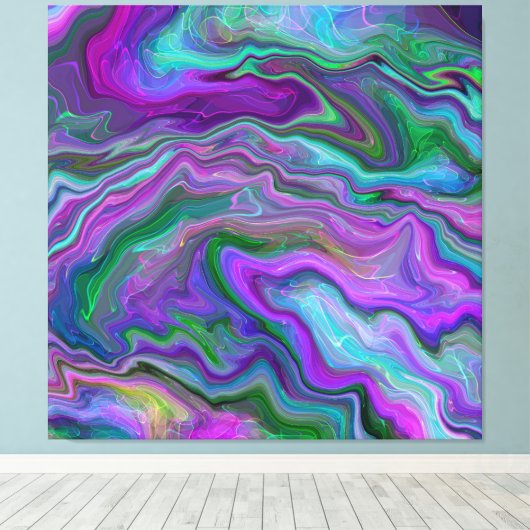 Toile Art fluide violet, vert et bleu (Insitu (Plancher de Bois))