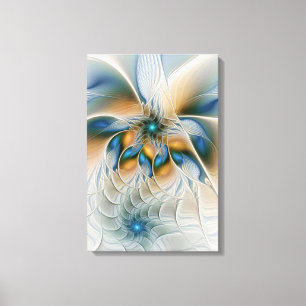 Toile Art fractal abstrait et aérien avec du bleu