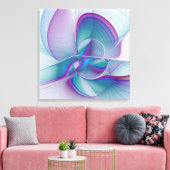 Toile Art Fractal Abstrait rose bleu turquoise (Insitu(Salon))
