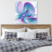 Toile Art Fractal Abstrait rose bleu turquoise (Insitu(Chambre))
