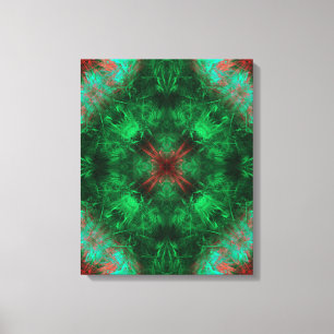 Toile Art fractal de géométrie sacrée émeraude