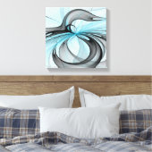 Toile Art fractal moderne gris anthracite abstrait bleu (Insitu(Chambre))