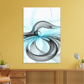 Toile Art fractal moderne gris anthracite abstrait bleu (Insitu(Salon))