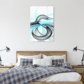 Toile Art fractal moderne gris anthracite abstrait bleu (Insitu(Chambre))