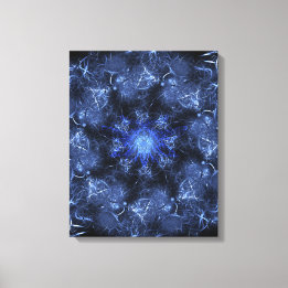 Toile Art fractal plasma bleu électrique