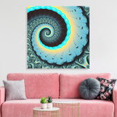 Toile Art fractal spirale abstrait bleu turquoise orange (Insitu(Salon))