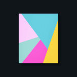 Toile Art géométrique moderne et brillant | Turquoise et<br><div class="desc">Un design géométrique abstrait et coloré dans des couleurs vives et audacieuses, rose chaud, turquoise et jaune.</div>