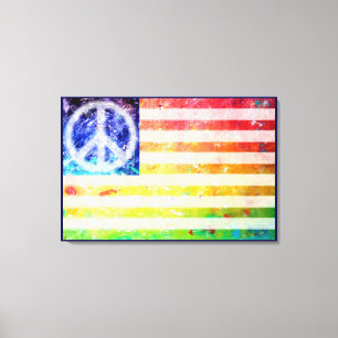 Toile Art hippie de drapeau de phénomène de paix