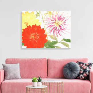 Toile Art japonais floral vintage Dahlia