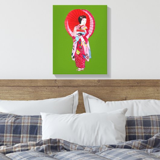 Toile Art japonais moderne Geisha avec parapluie (Insitu(Chambre))
