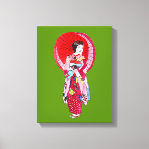 Toile Art japonais moderne Geisha avec parapluie